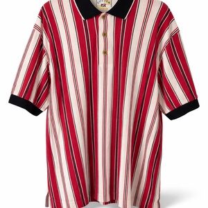 Cutter & Buck Striped Polo Shirt XL Red Cream Navy 100% Cotton
